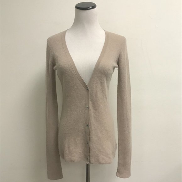 Park Vogel 100% cashmere taupe beige cardigan sweater 2 xs to s soft